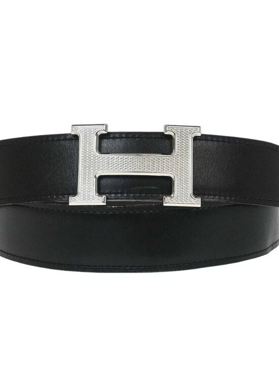 Hermes Black Box Calf Togo Constance Guilloche Reversible Belt